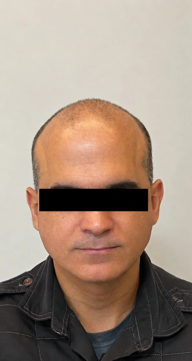 O mesmo paciente antes do transplante FUE
